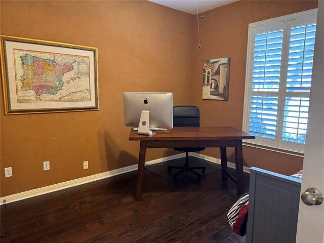 3308 Texana Ct, Round Rock, TX 78681 - office area with baseboards, radiator, and dark wood-style flooring