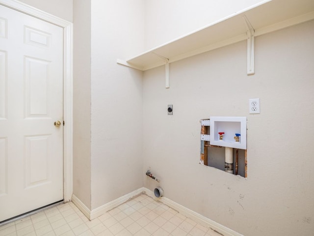 washroom with washer hookup, laundry area, electric dryer hookup, and baseboards