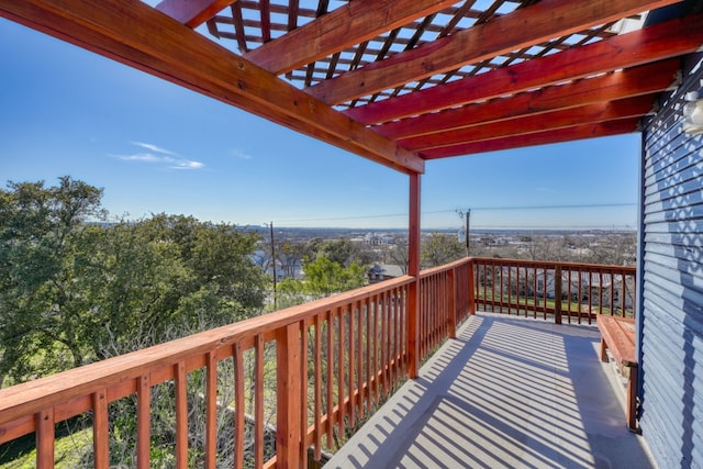 deck featuring a pergola