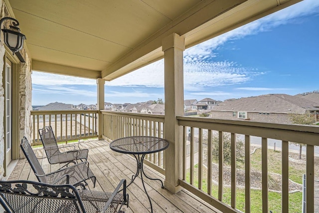 deck with a residential view