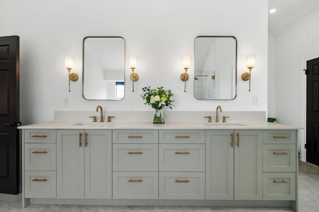 full bath featuring a sink and double vanity