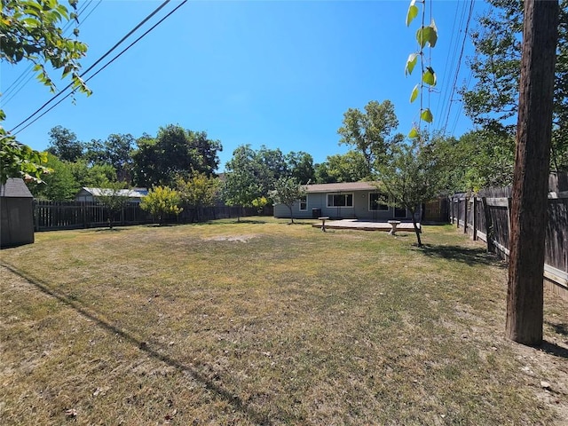 view of yard featuring a fenced backyard and a patio