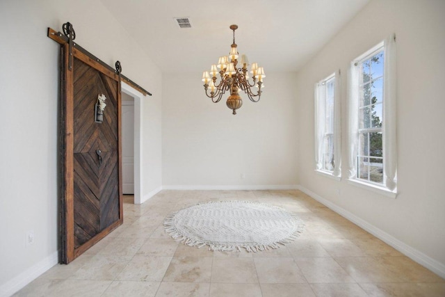212 Venture Blvd S, Leander, TX 78645 - foyer with a barn door, plenty of natural light, a chandelier, and baseboards