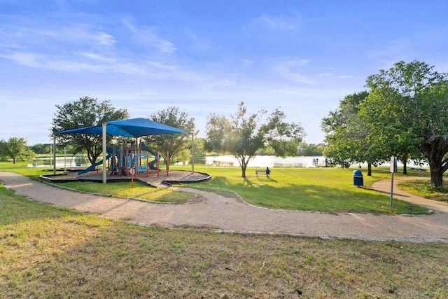 community play area with a yard