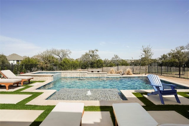 296 Running Bird Rd, Austin, TX 78737 - view of pool with a patio area, a fenced backyard, and a pool with connected hot tub