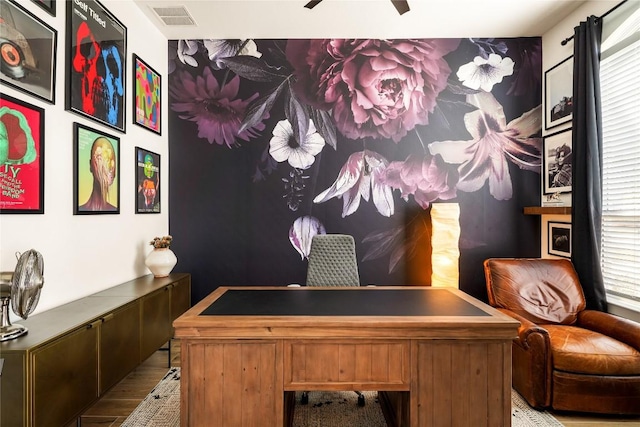 296 Running Bird Rd, Austin, TX 78737 - home office with wood finished floors and visible vents