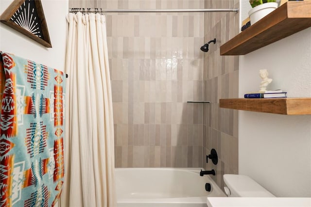 296 Running Bird Rd, Austin, TX 78737 - bathroom with shower / bath combo with shower curtain and toilet
