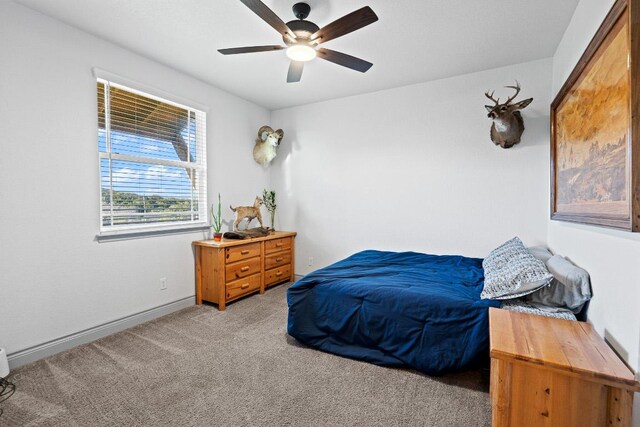 2807 Grimes Crossing Rd, Copperas Cove, TX 76522 - bedroom featuring light carpet, ceiling fan, and baseboards