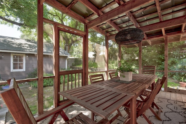 view of unfurnished sunroom