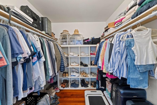 spacious closet with wood finished floors