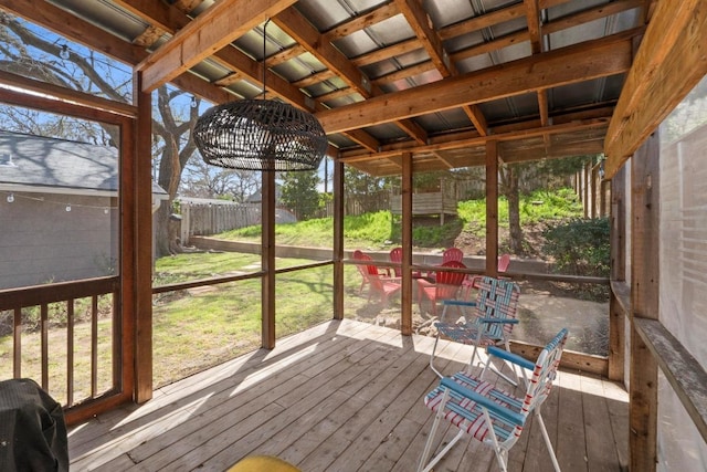 view of unfurnished sunroom