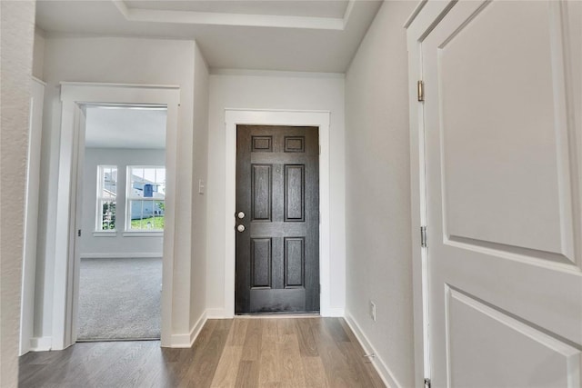 208 Seattle Slew Dr, Jarrell, TX 76537 - foyer entrance with wood finished floors and baseboards