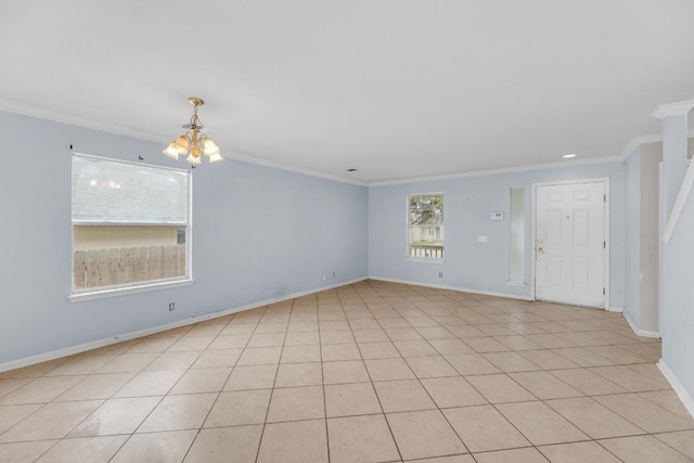 15009 Mossycup Ln, Austin, TX 78724 - unfurnished room with crown molding, a chandelier, and baseboards