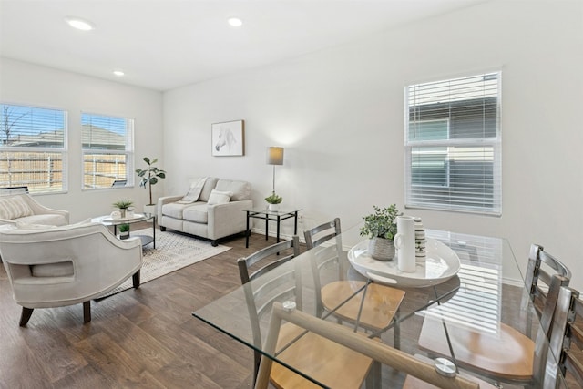 living room featuring wood finished floors and recessed lighting