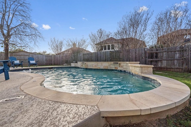 view of pool with a fenced backyard and a fenced in pool