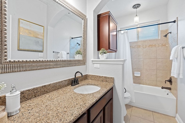 4801 Pyrenees Pass, Bee Cave, TX 78738 - bathroom with shower / bath combo with shower curtain, vanity, and tile patterned floors