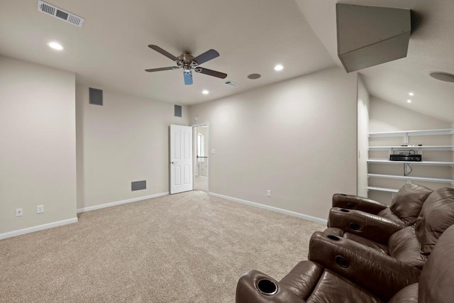 interior space featuring recessed lighting, visible vents, and baseboards