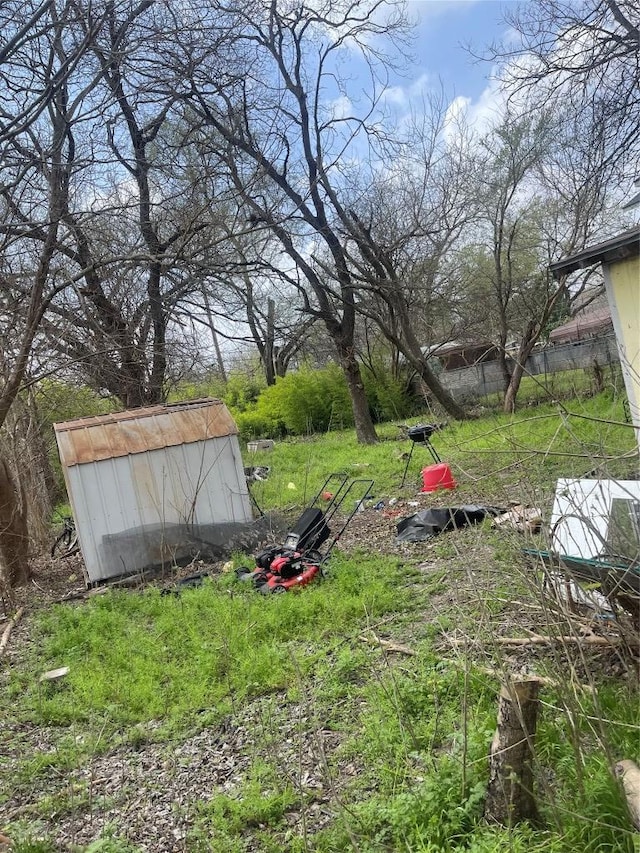 view of yard with a storage unit and an outdoor structure