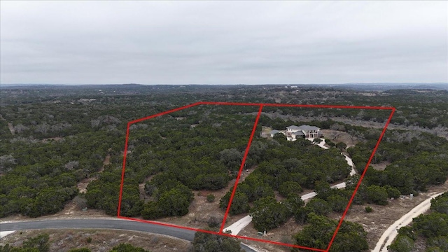 130 Cave Springs Rd, Wimberley, TX 78676 - aerial view of property and surrounding area featuring property parcel outlined