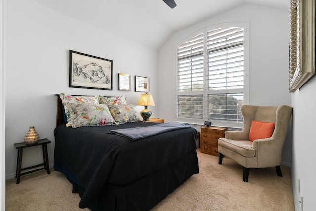 14100 Avery Ranch Blvd Unit 1402, Austin, TX 78717 - bedroom featuring lofted ceiling, light carpet, and a ceiling fan