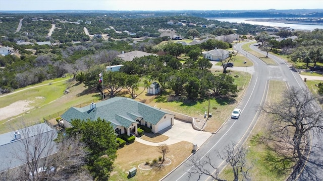 bird's eye view featuring a water view