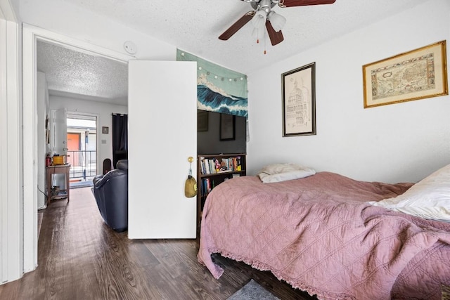 2803 Hemphill Park Unit B310, Austin, TX 78705 - bedroom featuring wood finished floors, a textured ceiling, and a ceiling fan
