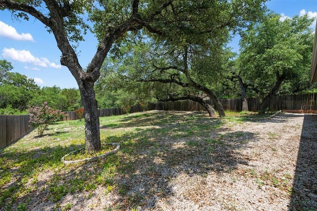 view of yard featuring a fenced backyard