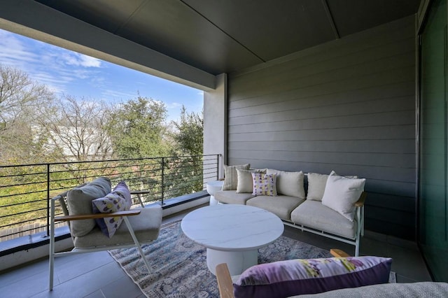 balcony featuring an outdoor living space