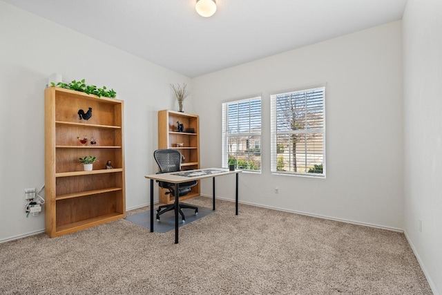 view of carpeted office space
