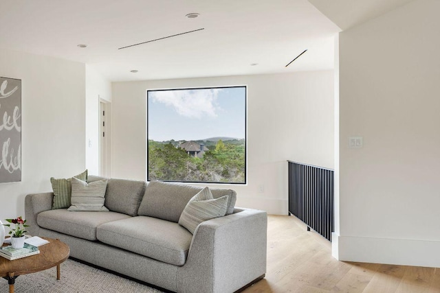 living area featuring light wood-type flooring