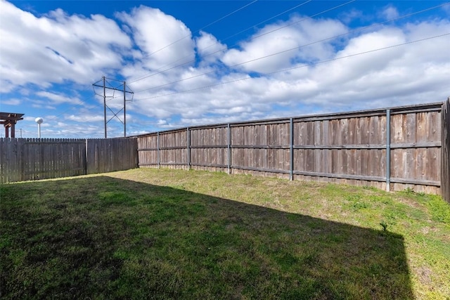 view of yard featuring a fenced backyard