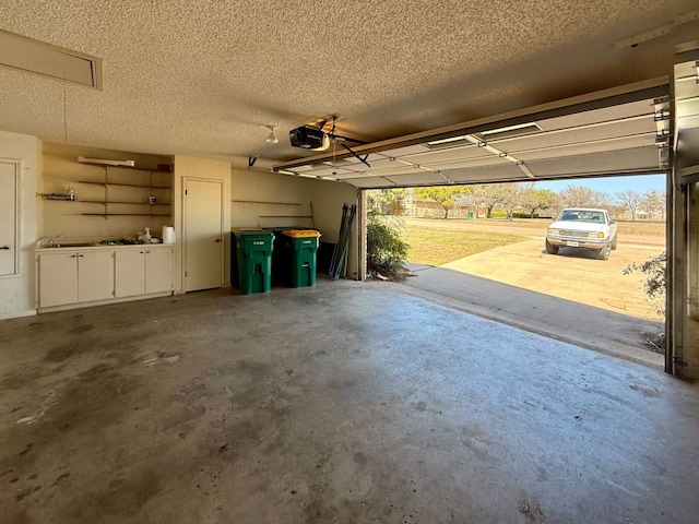 garage with a garage door opener