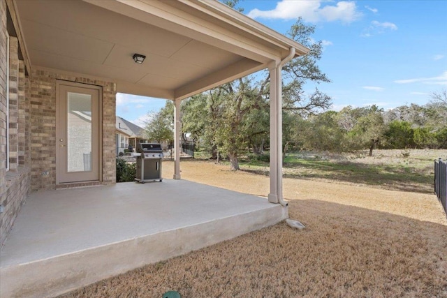 view of patio / terrace featuring a grill