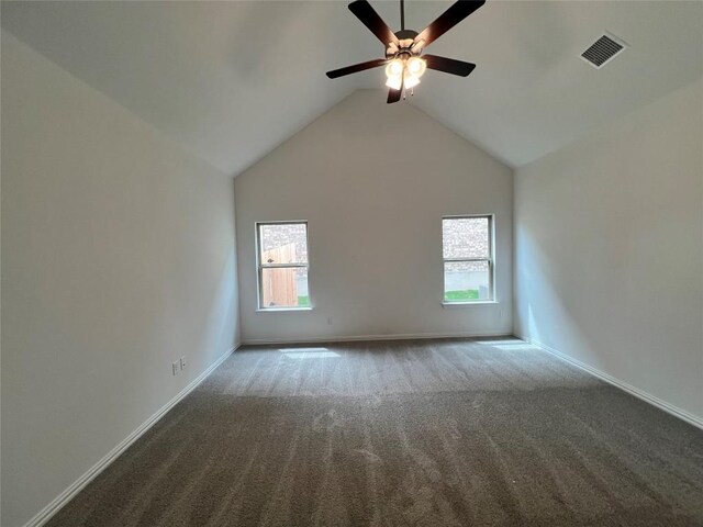 20425 Gillbrand Rd, Manor, TX 78653 - carpeted spare room with a ceiling fan and vaulted ceiling