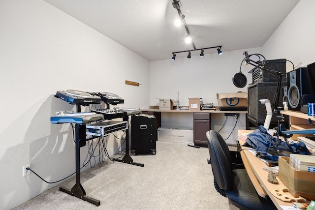 office with a textured ceiling