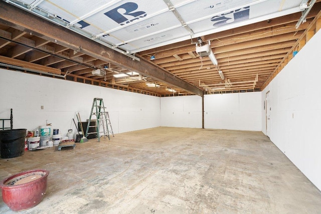 garage with a garage door opener