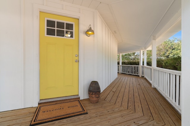 entrance to property with a porch