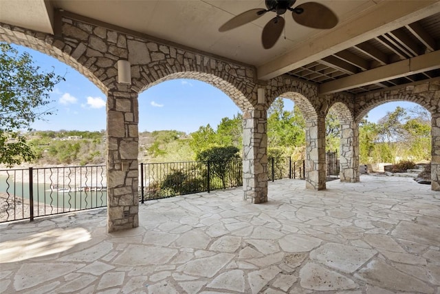 view of patio with ceiling fan