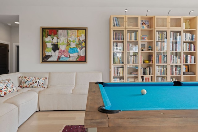 playroom with billiards and wood finished floors