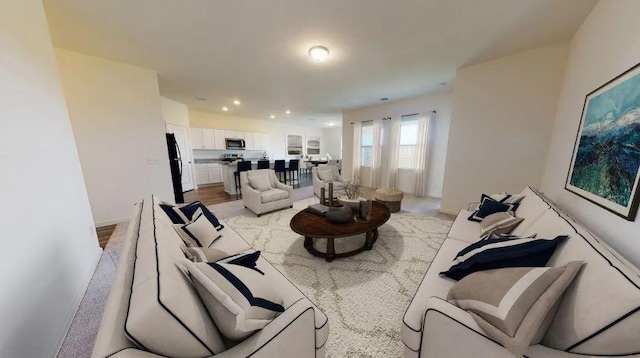 living area with light wood finished floors