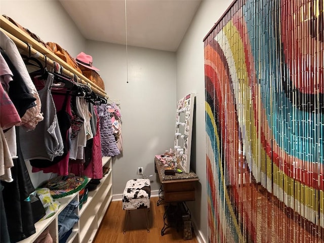 spacious closet featuring wood finished floors