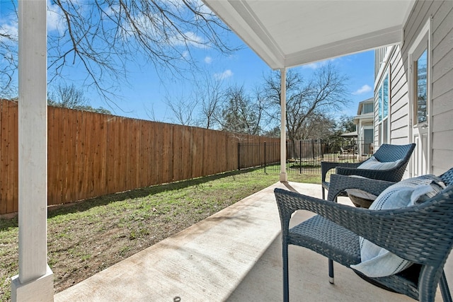 view of patio / terrace featuring a fenced backyard