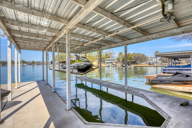 view of dock featuring a water view