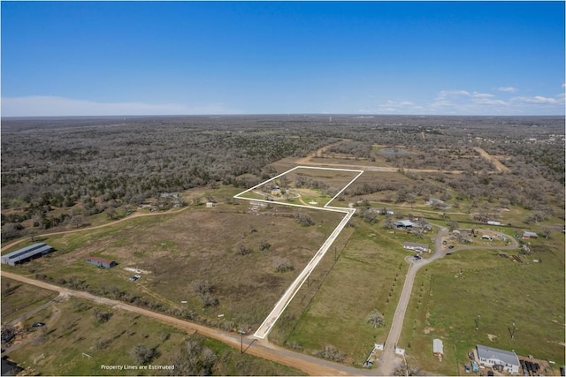 bird's eye view featuring a rural view