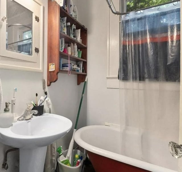 full bathroom featuring a freestanding bath