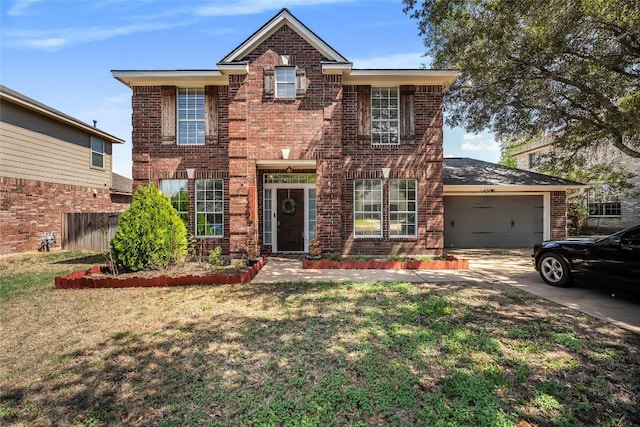 16901 W Stockton Dr, Leander, TX 78641 - traditional-style home featuring brick siding, a garage, and concrete driveway