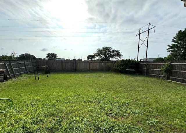 view of yard with a fenced backyard