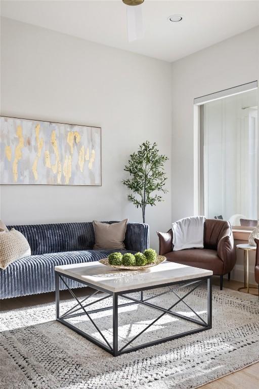 living area with wood finished floors