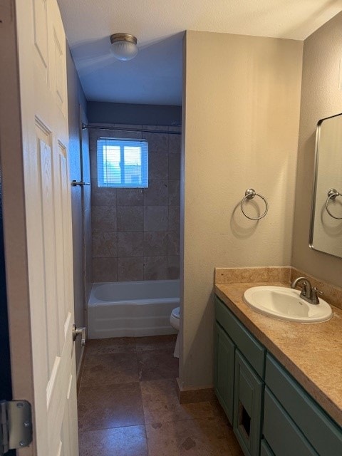 900 S Lamar Blvd Unit 205, Austin, TX 78704 - bathroom with vanity, toilet, bathtub / shower combination, and tile patterned flooring