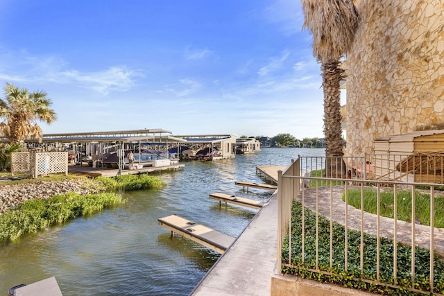 dock area featuring a water view